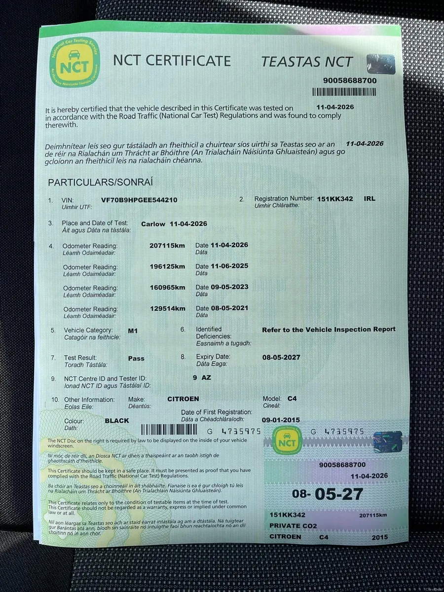 2015 Automatic Citreon C4 Cactus New NCT 05/2027 - Image 2