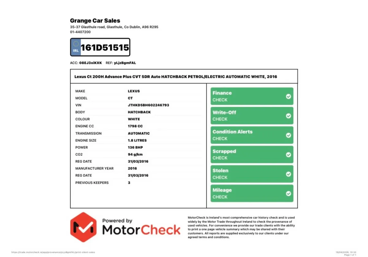 Lexus CT 2016 1.8 Petrol Hybrid Advance Plus. - Image 3