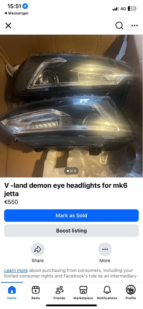 V land demon eye headlights for MK 6 - Image 1
