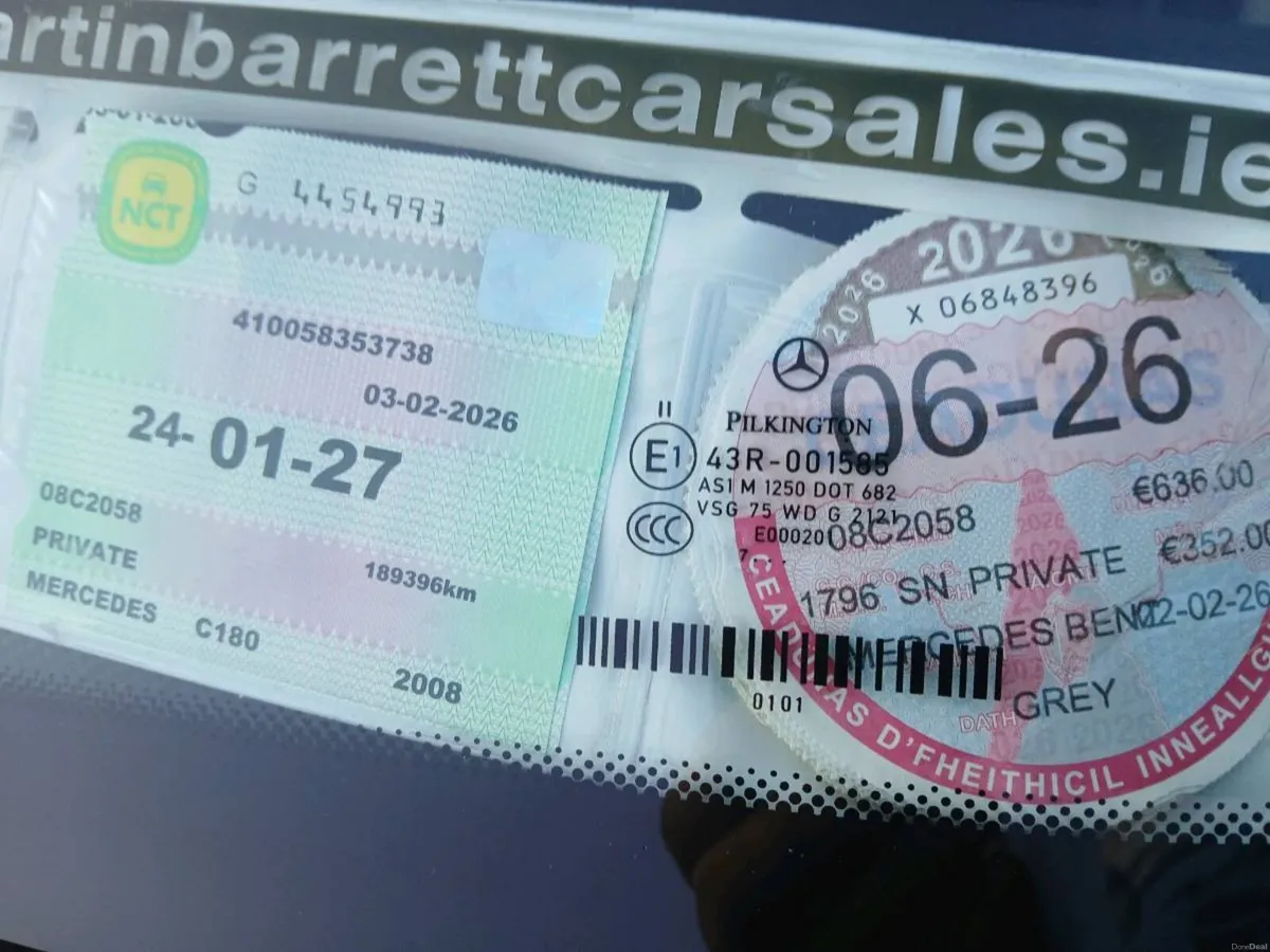 2008 MERC C180 NCT N TAX LOW KILOMETRES - Image 2