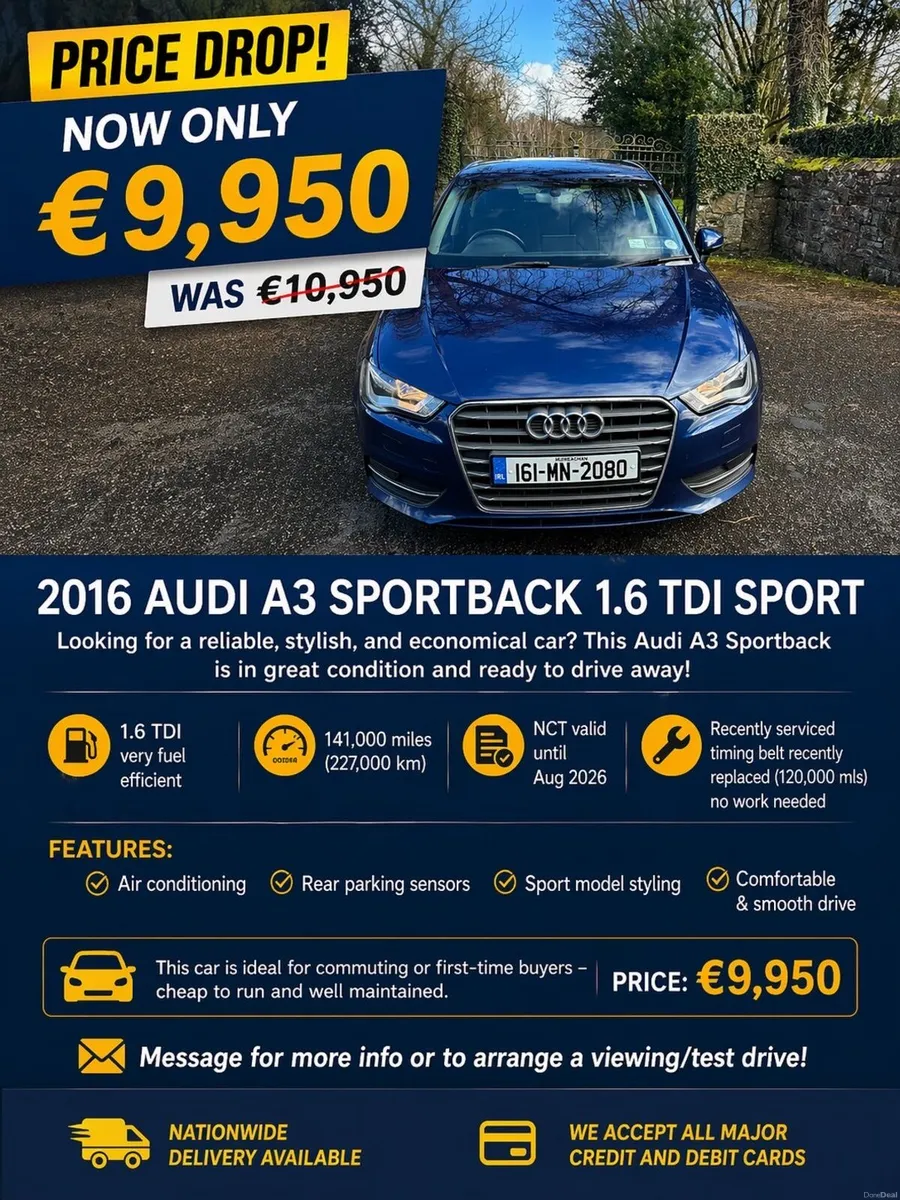 2016 Audi A3 Sportback 1.6 TDI Sport Manual - Image 1