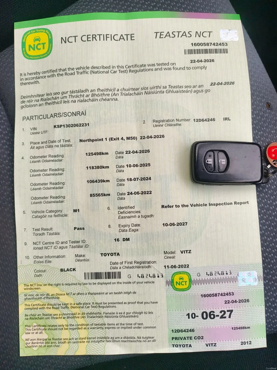 Automatic Toyota Vitz 2012 NEW NCT 07/27 - Image 2