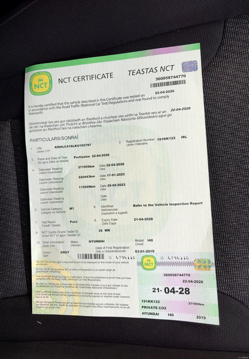 Hyundai i40 2019 1.7CRDi new nct 5/28 tax 12/26 - Image 3