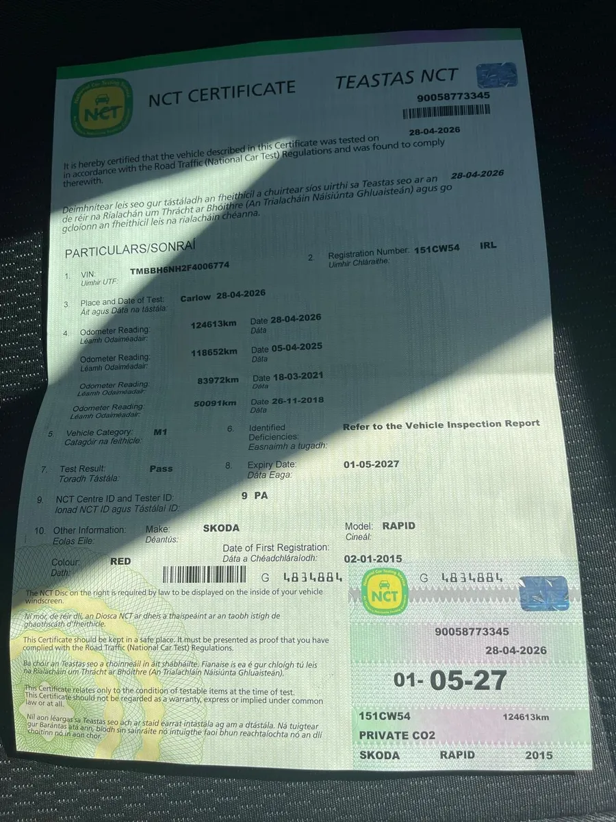 2015 Skoda Rapid Low Mileage 124,000 Kilometres - Image 2