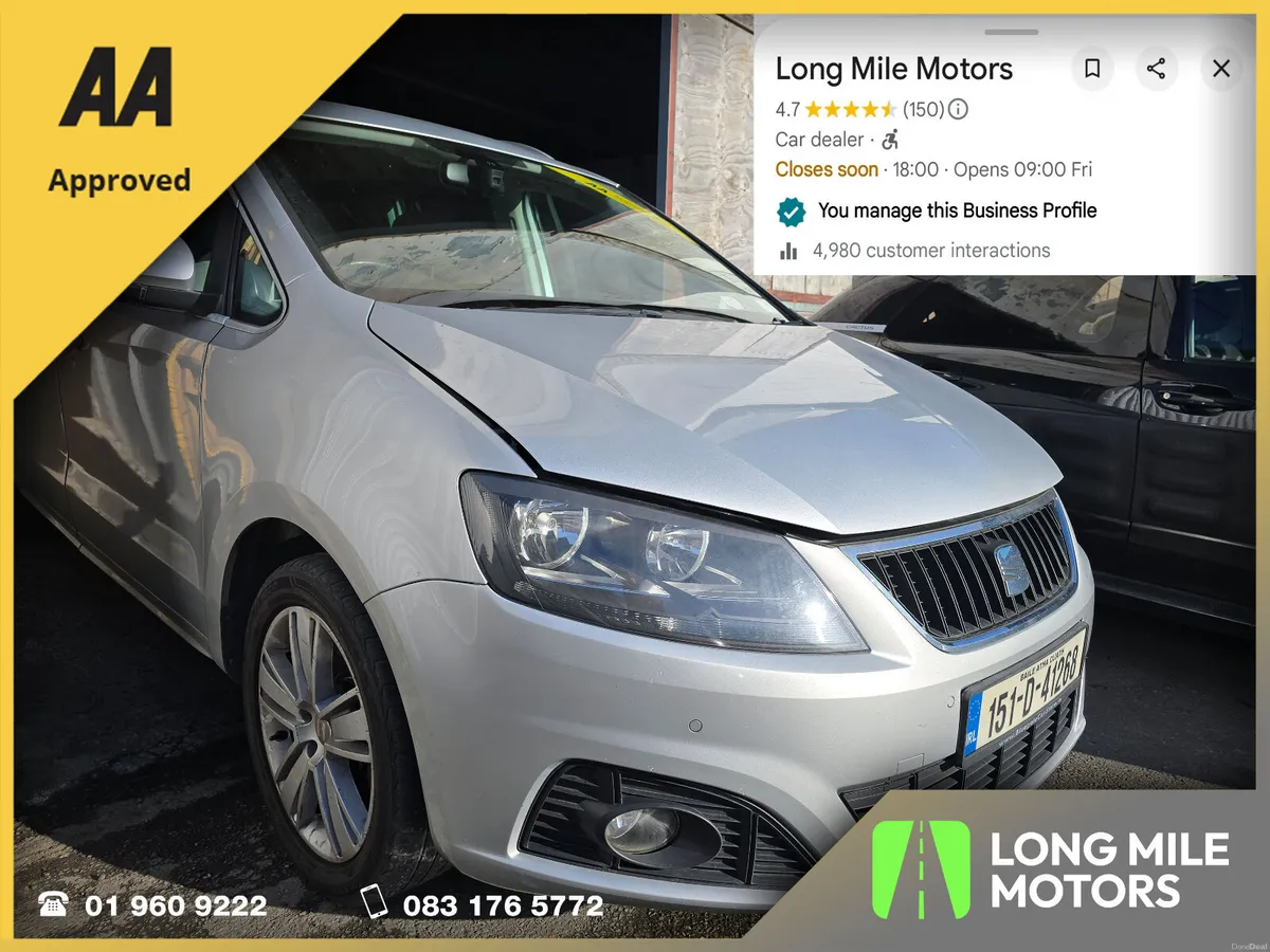 2015 SEAT Alhambra 1 Year Warranty AA Approved - Image 1