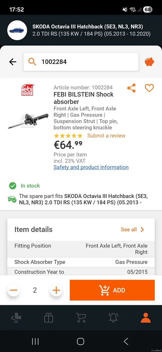 Skoda Octavia front shock absorber - Image 4