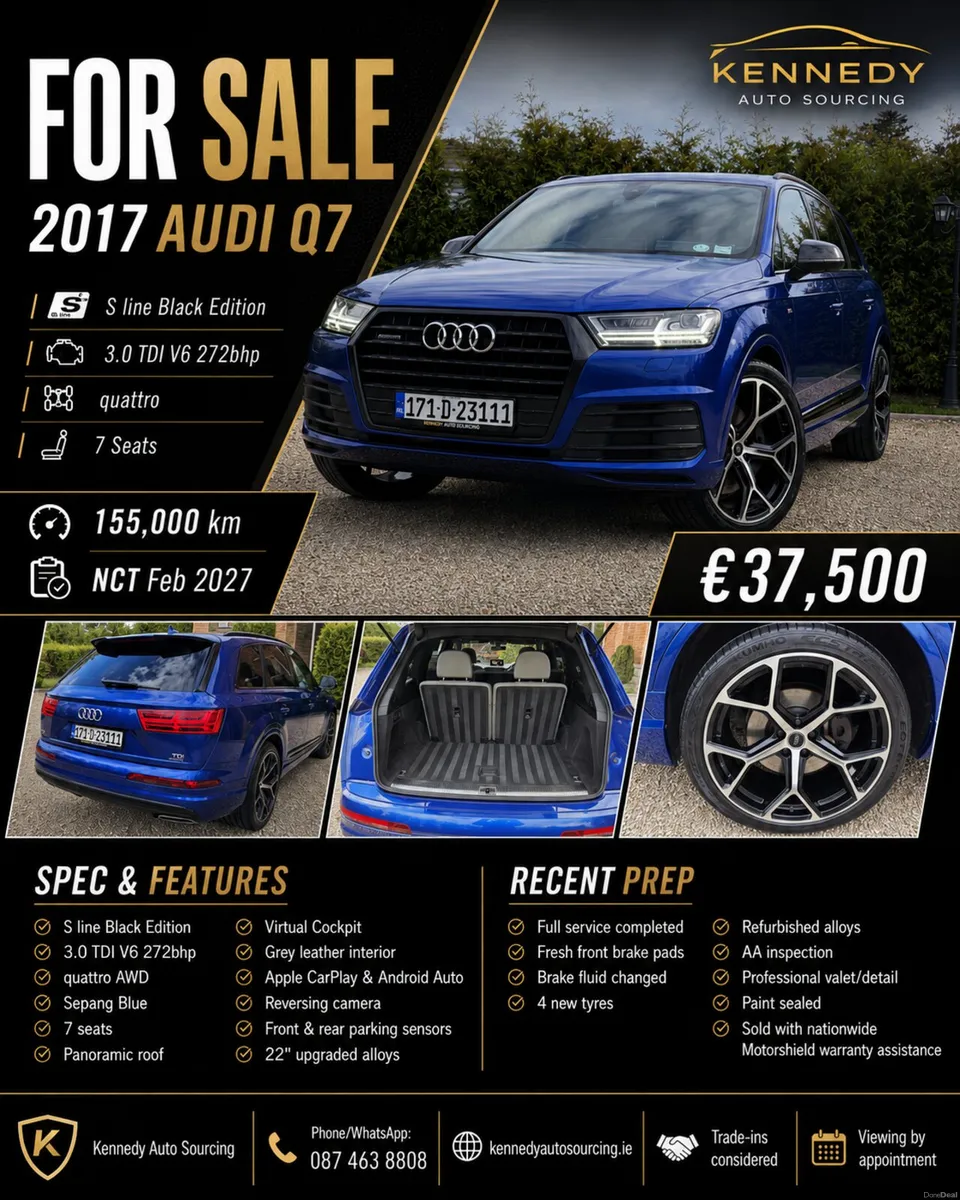2017 Audi Q7 S Line 3.0 TDI Quattro 272Bhp - Image 2