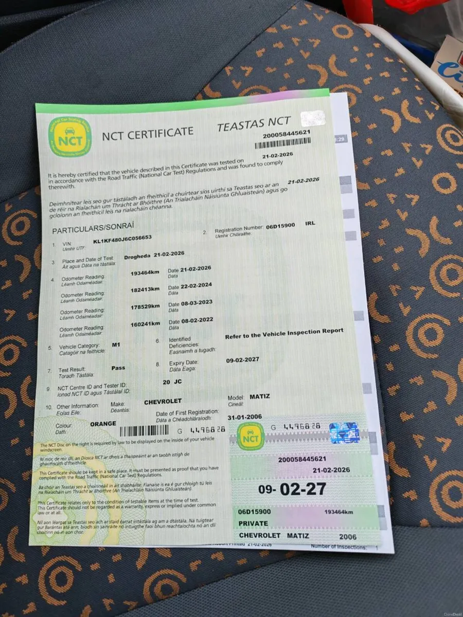 2006 Chevrolet Matiz 1.0 Petrol New nct - Image 2