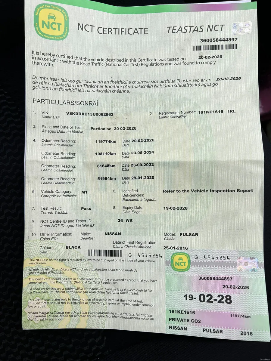 Nissan Pulsar 2016 1.2 Petrol new nct 2/28 low km - Image 4