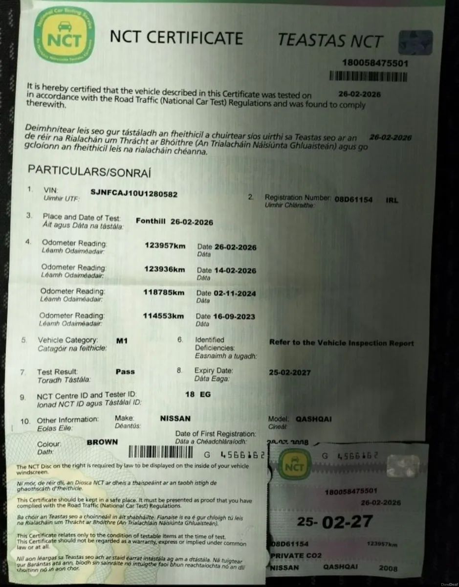 Nissan Qashqai  NCT 02/27 Low Miles - Image 2