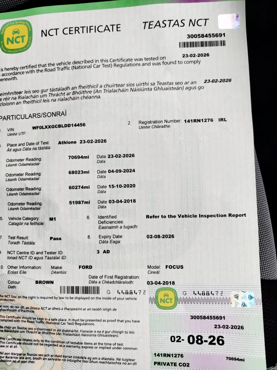 Ford Focus Estate 70 k m 1 Owner New T.B + New Nct - Image 4