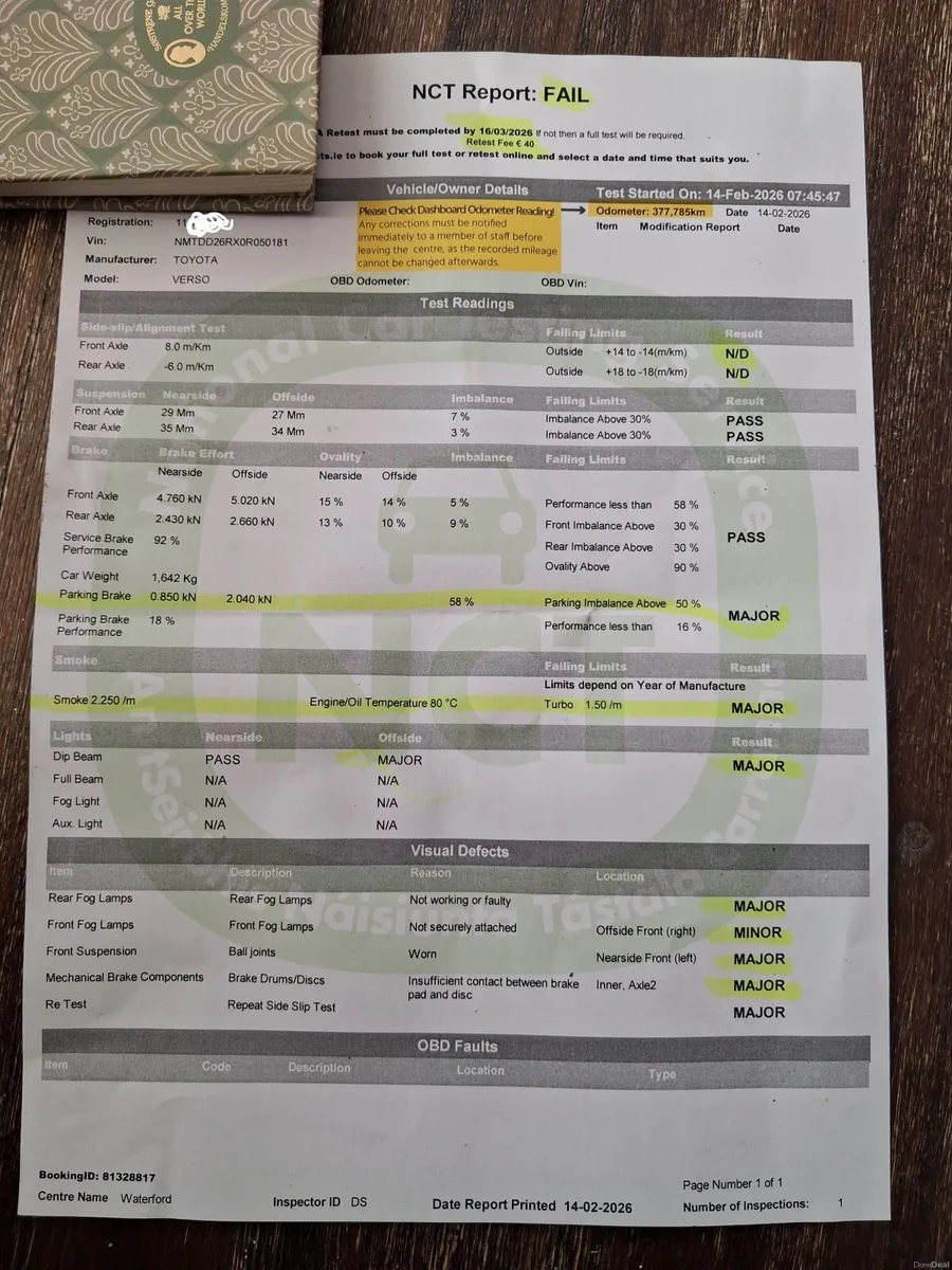 Toyota Verso 2011 FAILED NCT. PLEASE READ AD. - Image 2