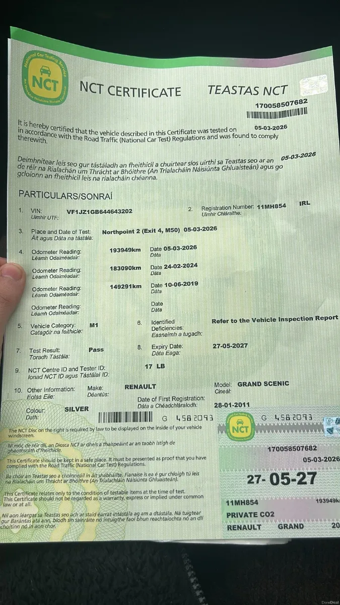 2011 Grand scenic New Nct 05/2027 7 seater - Image 2