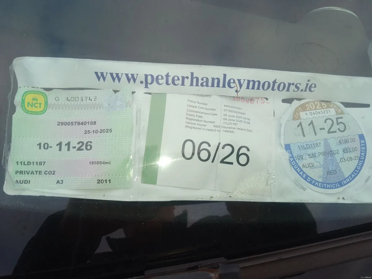 2011 AUDI A3 DIESEL NEW NCT 10th NOVEMBER 2026 - Image 2