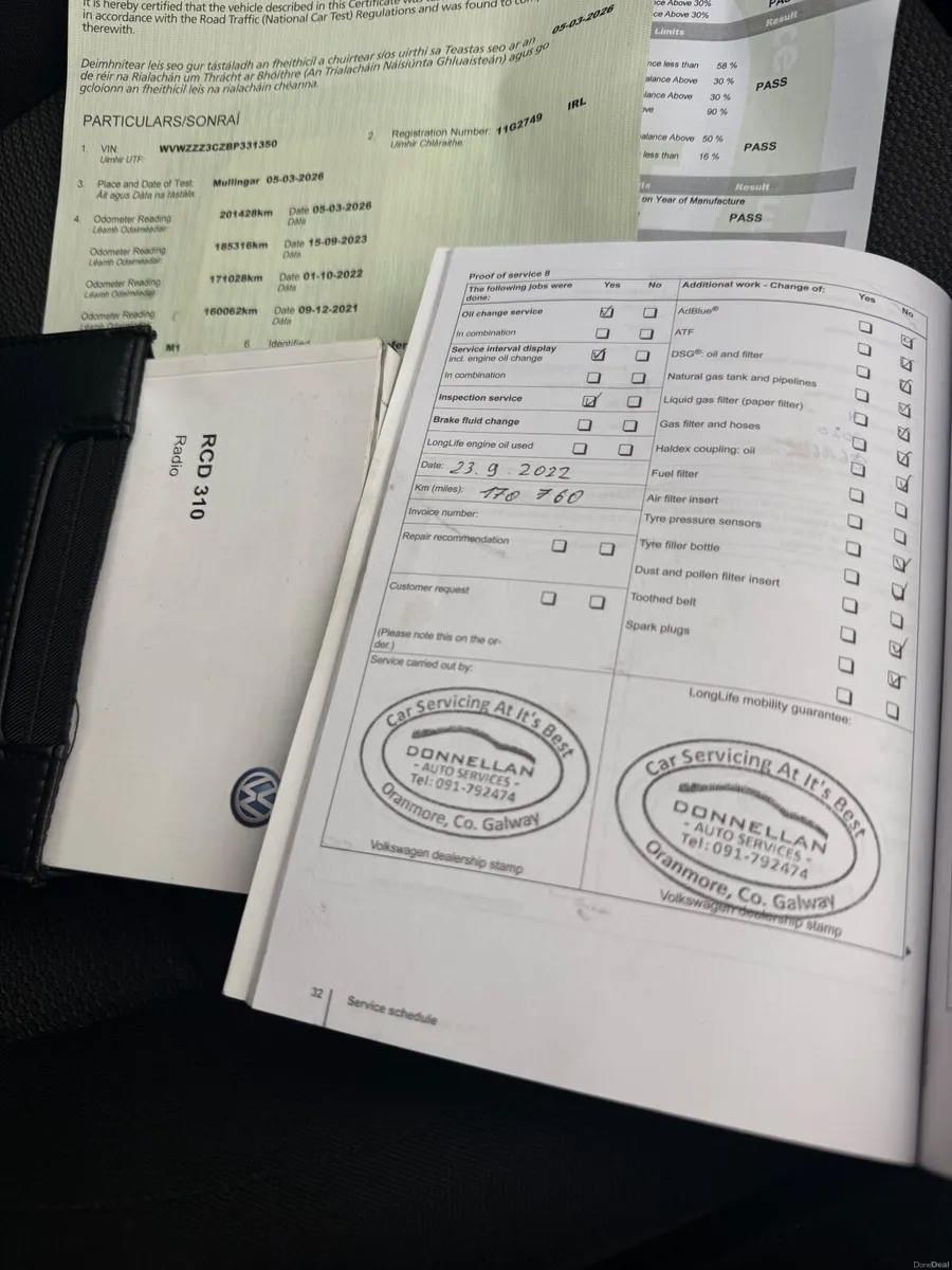 PASSAT B7 SERVICE HISTORY, NCT CERTIFICATE - Image 3