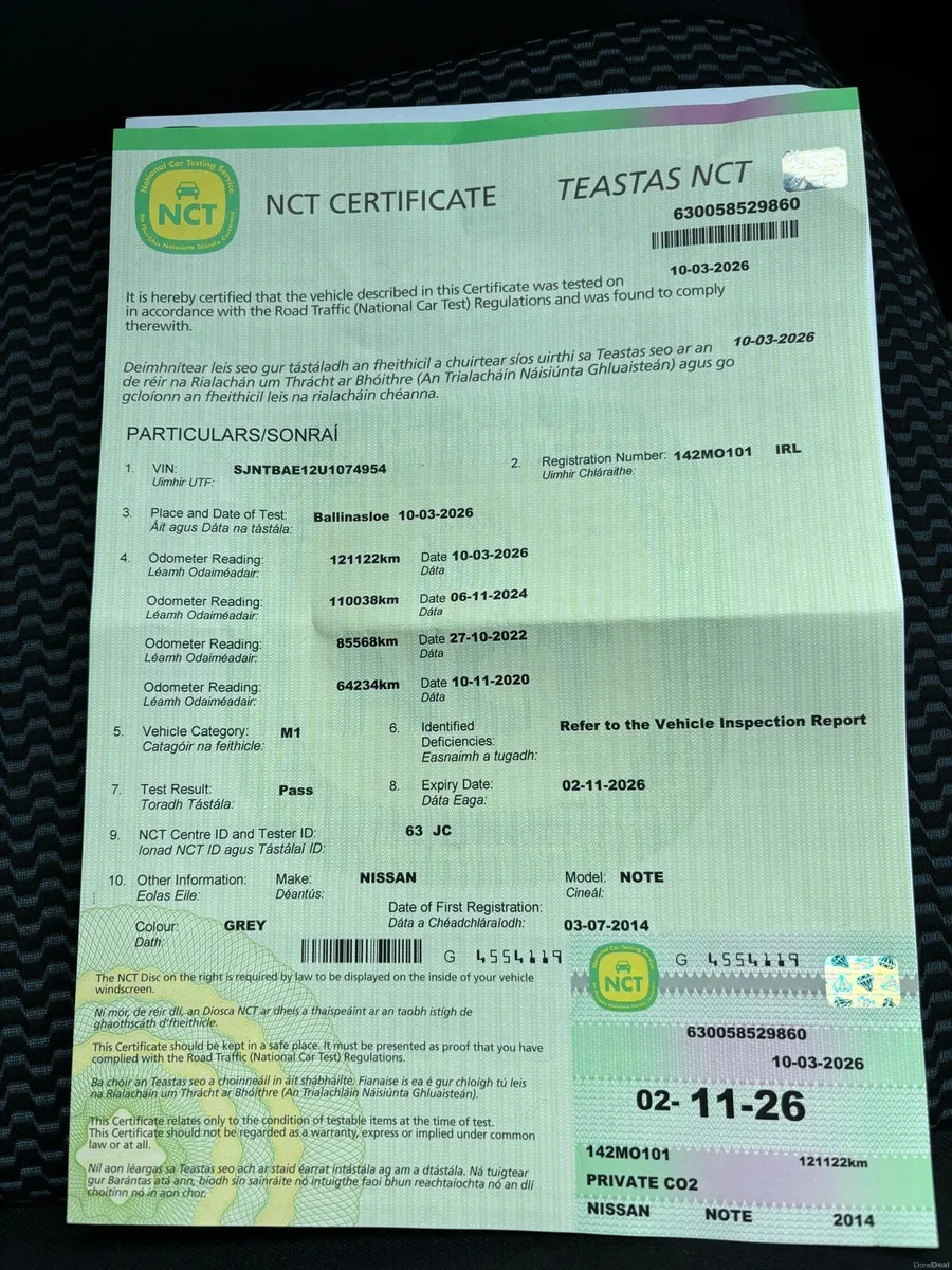 142 Nissan Note new NCT - Image 1