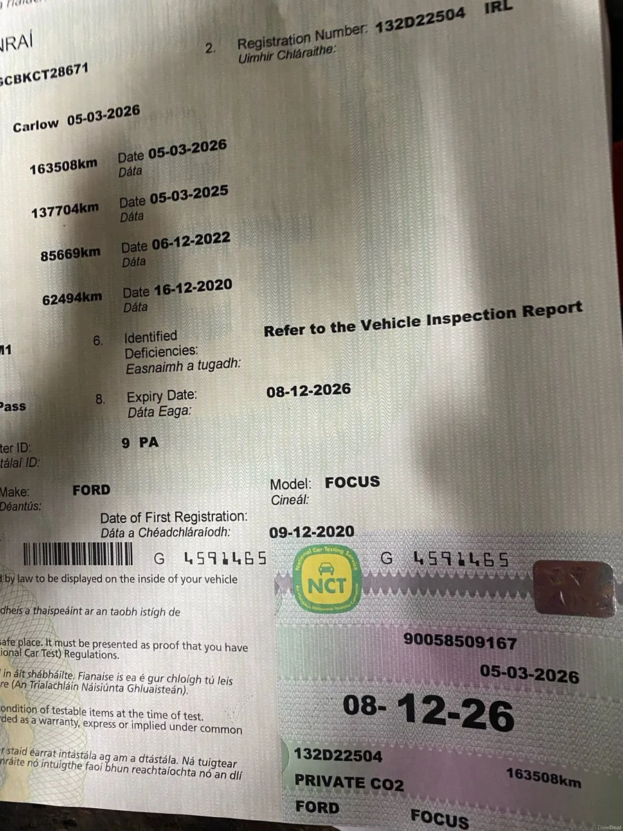 131 Ford focus low kms with new nct - Image 2