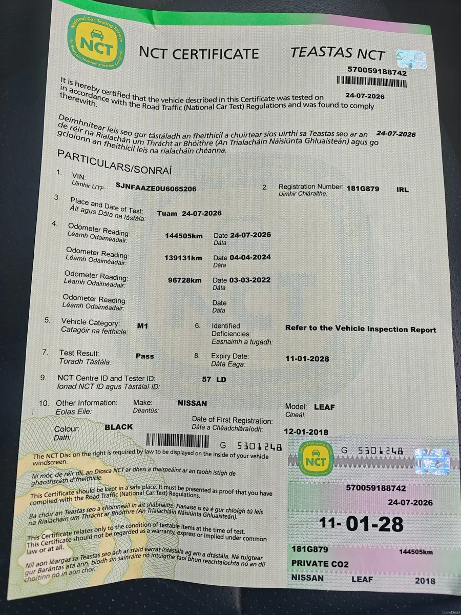 30 KWh Nissan Leaf 2018 - New NCT since 24/07/2026 - Image 5