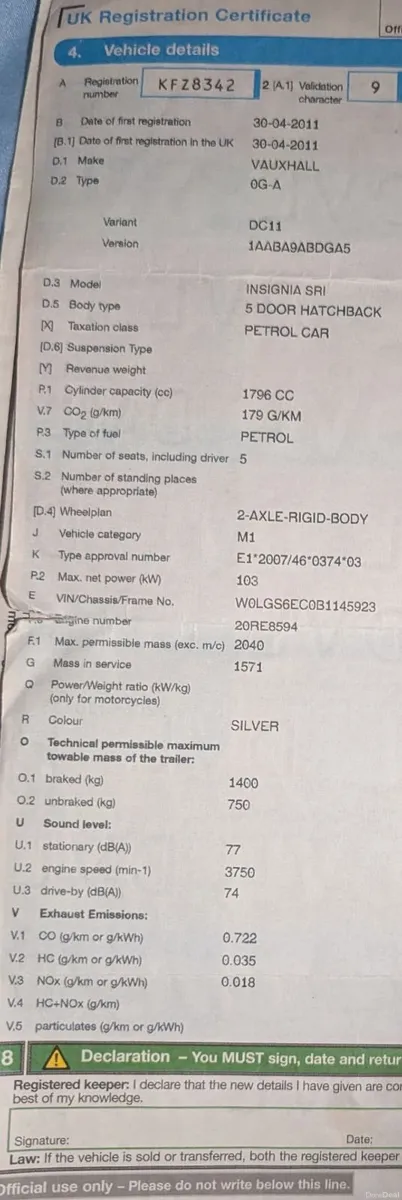 Vauxhall Insignia 2011 YELLOW PLATE - Image 4