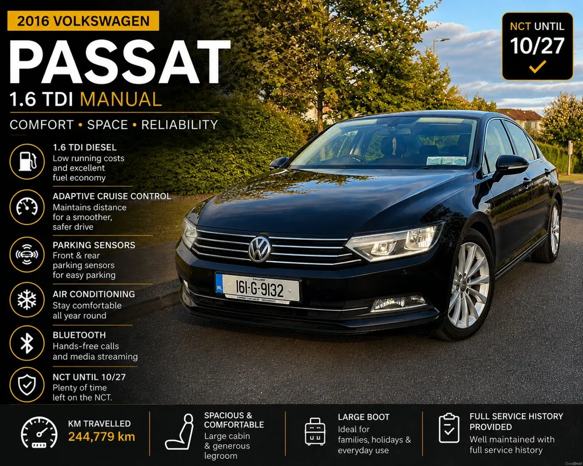 2016 VW Passat 1.6 TDI | NCT 10/27 | Full History - Image 3