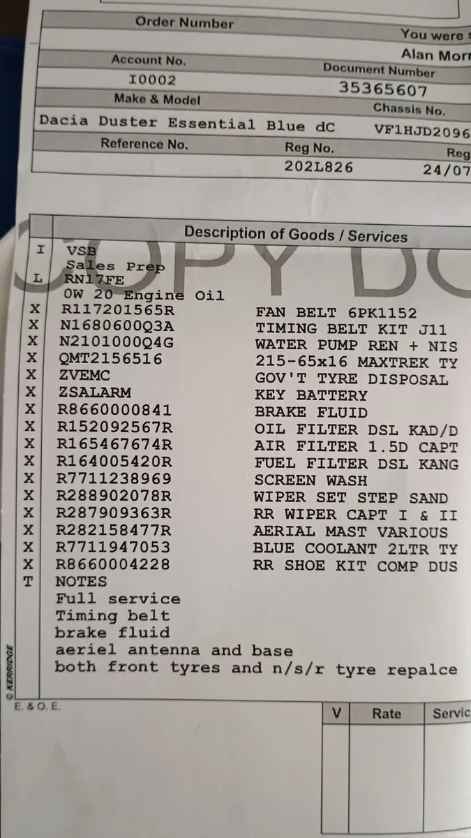 Dacia Duster 2020 NEW TIMING BELT AND NCT 07.28 - Image 3
