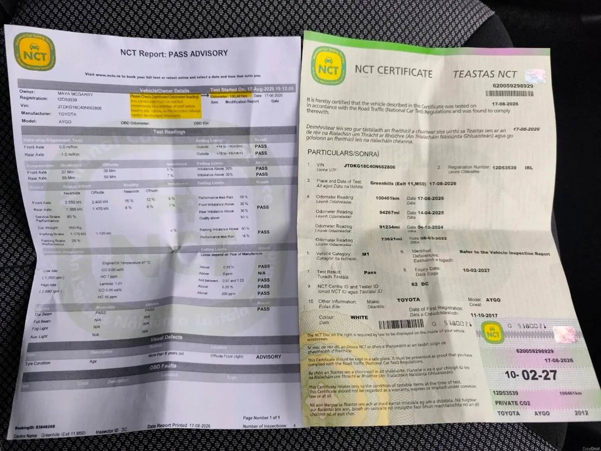 NCT 02/27 100k Miles 12 Toyota Aygo 1.0 Fire - Image 3