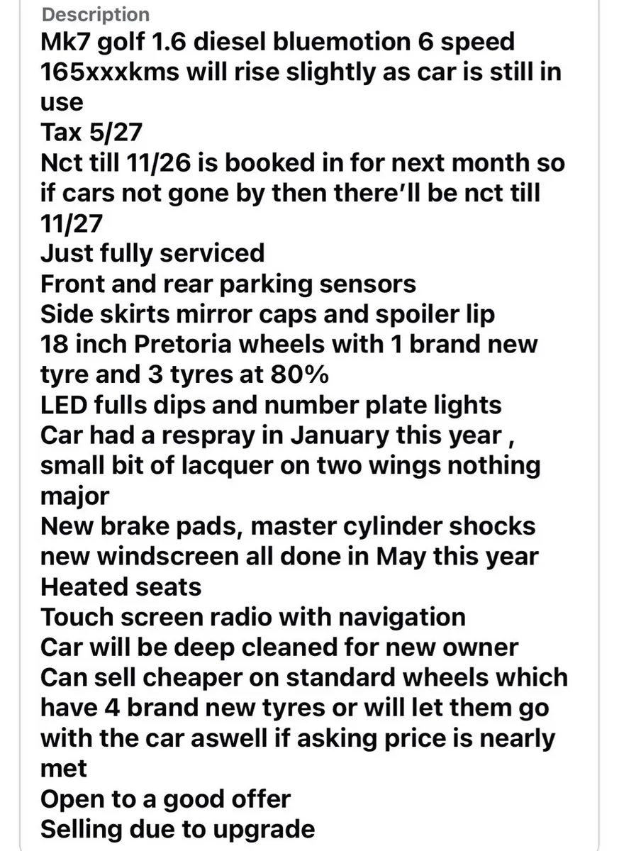 Mk7 golf 1.6 low kms high spec read ad - Image 5