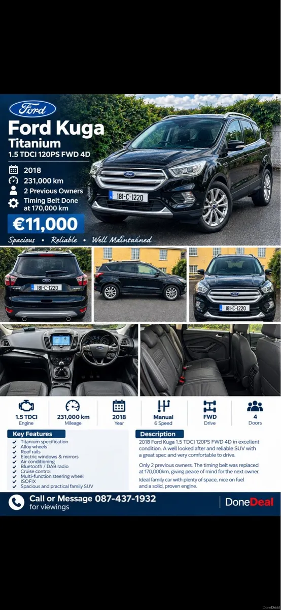 Ford Kuga Titanium 1.5 TDCI 120PS FWD 4D, 2018 - Image 1