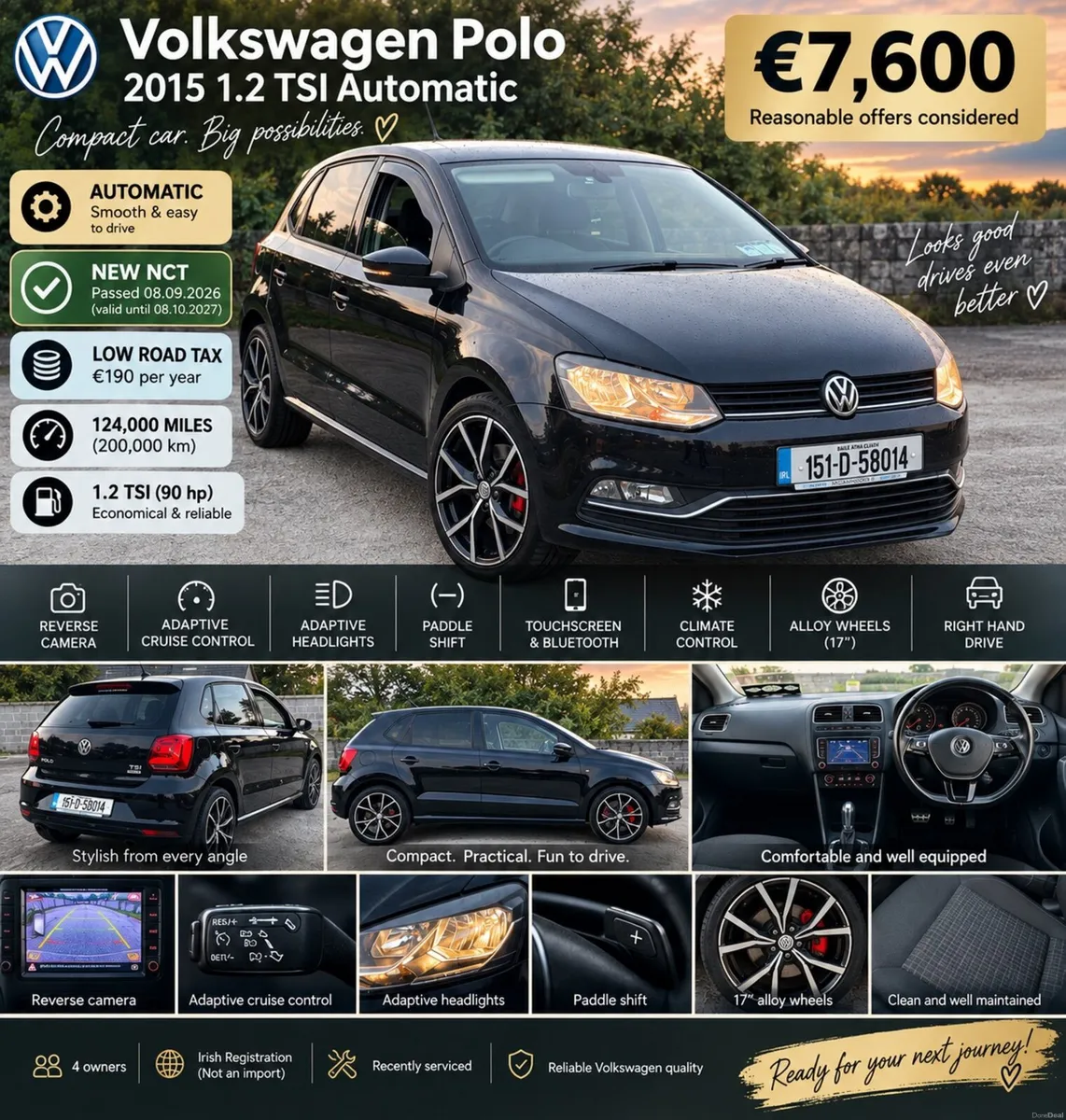 Volkswagen Polo automatic NCT 08/10/27 - Image 2