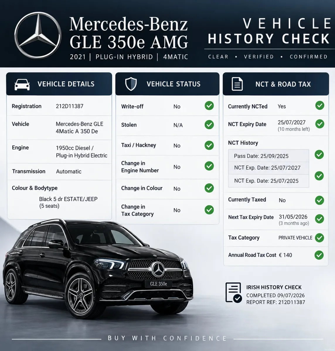 2021 Mercedes-Benz GLE 350de AMG Irish car. - Image 2