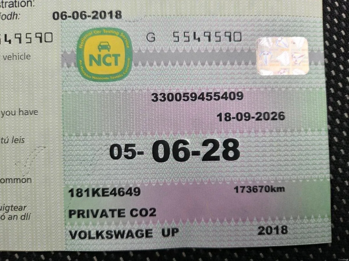 181 VW Up! New 2 Yr NCT. New TB & WP - Image 1