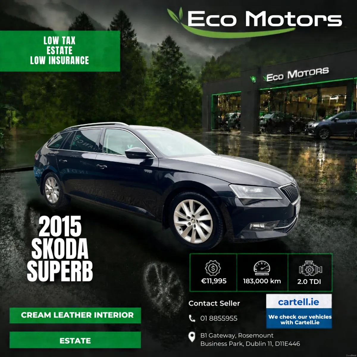 SKODA SUPERB, 2015, 2.0 TDI, ESTATE, NEW NCT 10/27 - Image 1
