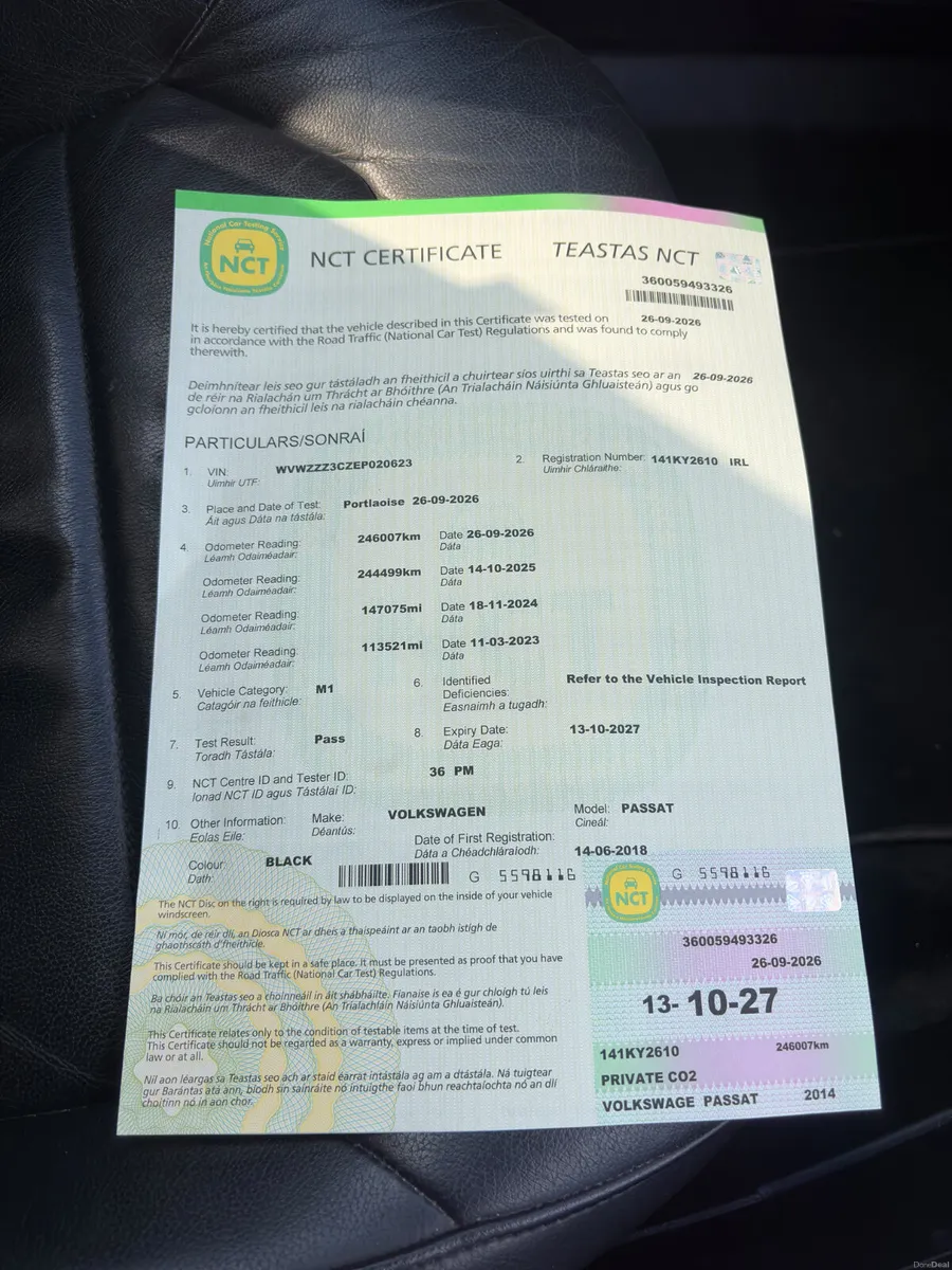 Volkswagen Passat 2014 1.6TDI new nct 10/27 low km - Image 4