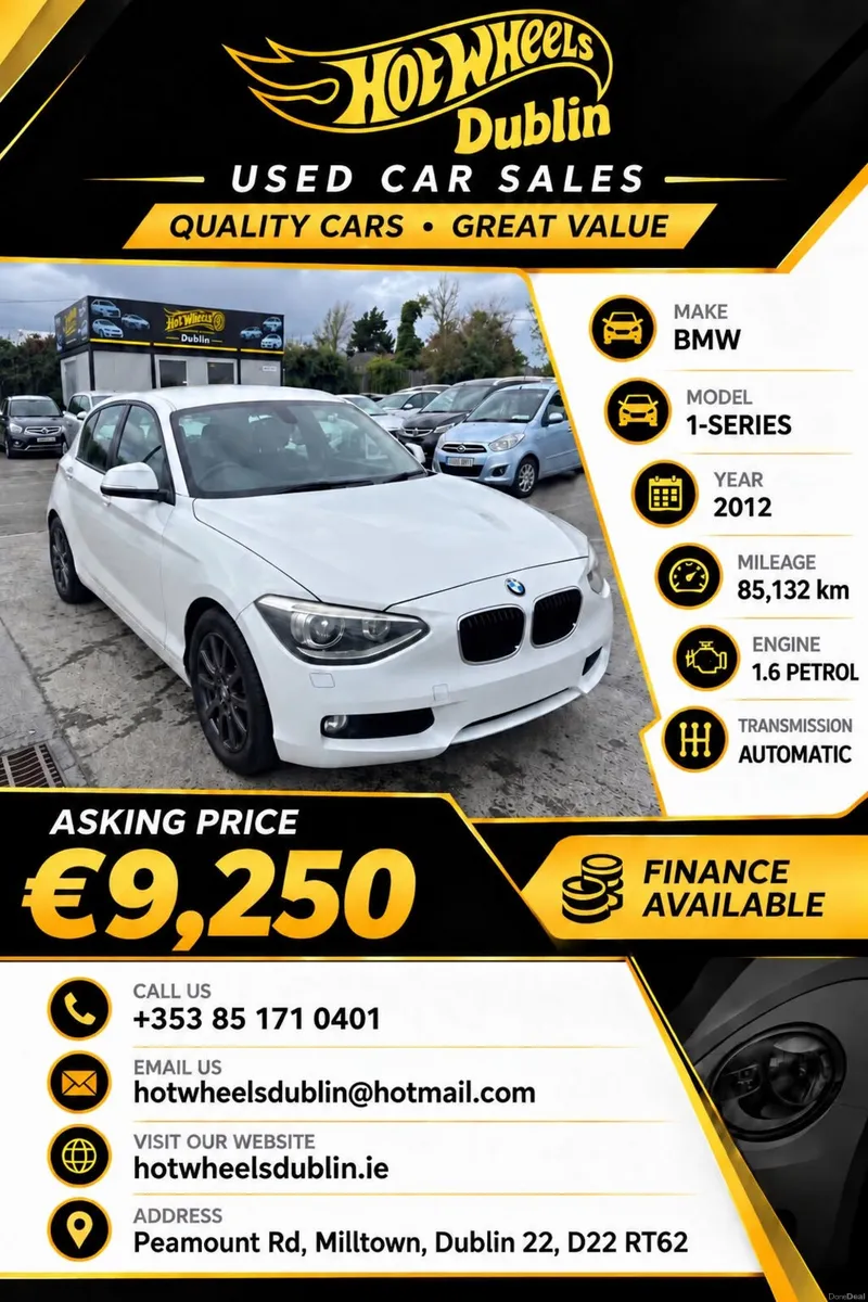 2012 BMW 1-series Automatic Low Miles Fresh NCT - Image 1