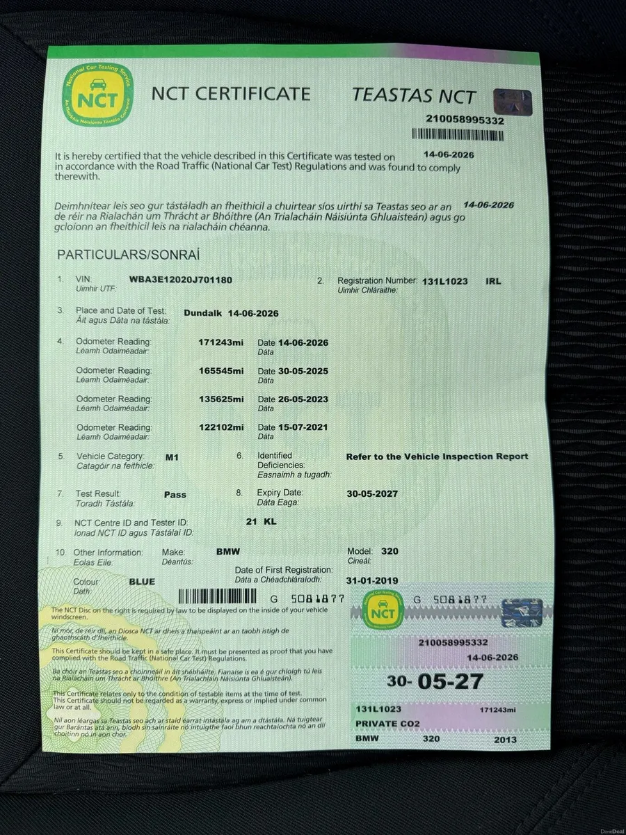 2013 BMW F30 2.0 Diesel New NCT 6/27 - Image 3