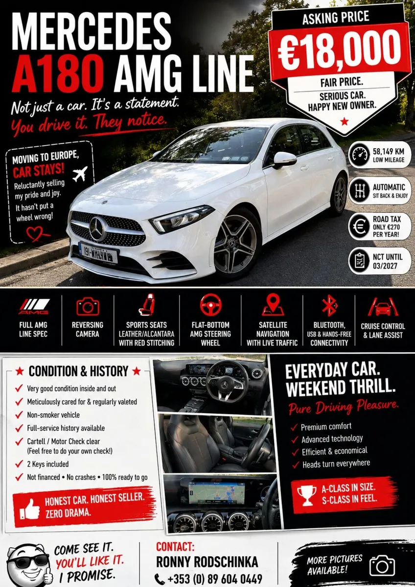 28%PRICE REDUCTION (!!!) White Mercedes-Benz A180 - Image 1