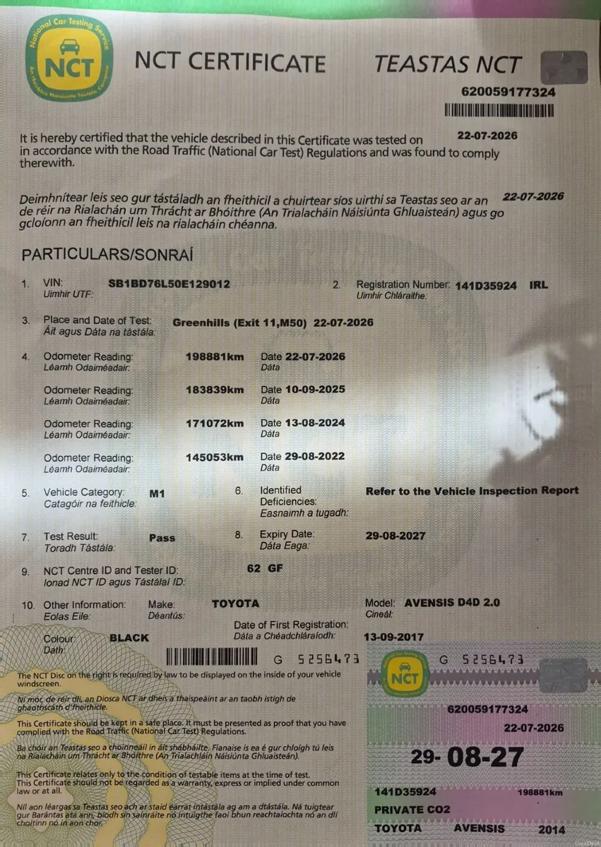 Toyota Avensis 2014 (Fresh  NCT valid till Aug'27) - Image 1