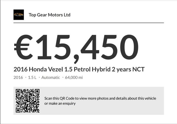 2016 Honda Vezel 1.5 Petrol Hybrid 2 years NCT 377573246