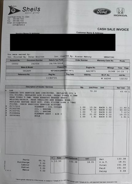 2011 Ford Galaxy 2.0TDI 7 Seat TITANIUM Nct 05/26 380441103