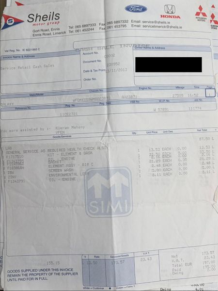 2011 Ford Galaxy 2.0TDI 7 Seat TITANIUM Nct 05/26 380441105