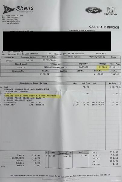 2011 Ford Galaxy 2.0TDI 7 Seat TITANIUM Nct 05/26 380441131