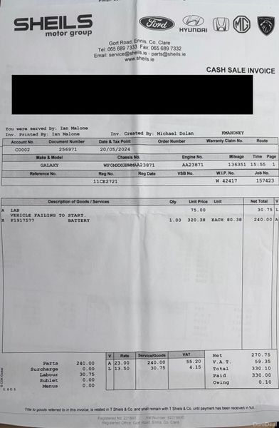 2011 Ford Galaxy 2.0TDI 7 Seat TITANIUM Nct 05/26 380493557