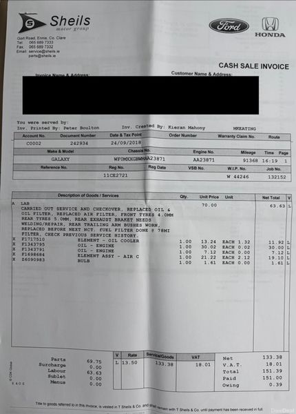 2011 Ford Galaxy 2.0TDI 7 Seat TITANIUM Nct 05/26 380723053