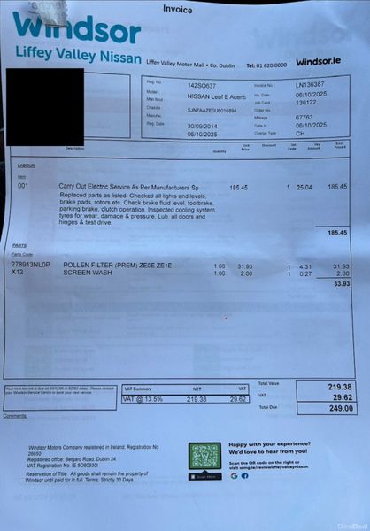 2014 Nissan Leaf 24.0kWh EV Auto Nct 01/27 382629711