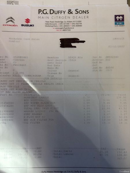 2015 Citroen C3 1.2 VTI VTR+ Nct 01/27 Tax 07/26 386129667