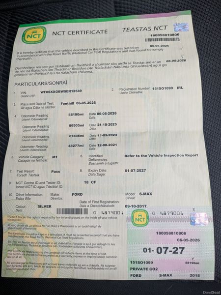 FORD S-MAX TITANIUM/ 7 SEATER /NEW NCT 07/27&TAX 386935991