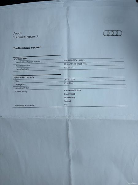 2013 Audi A4 2.0 TDI SE Nct 05/27 Tax 05/26 387904483