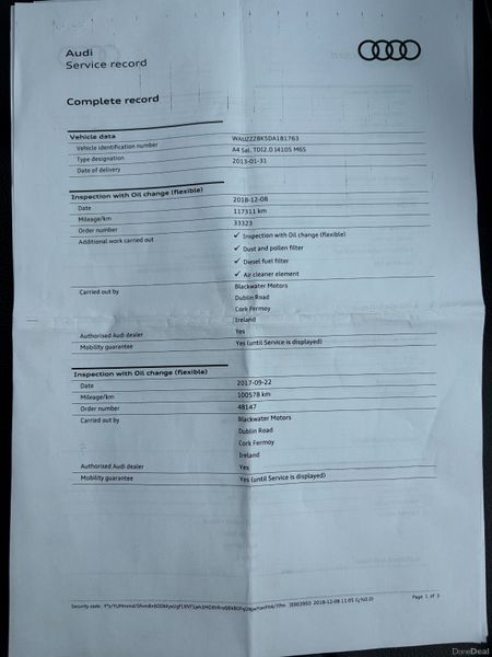 2013 Audi A4 2.0 TDI SE Nct 05/27 Tax 05/26 387904485