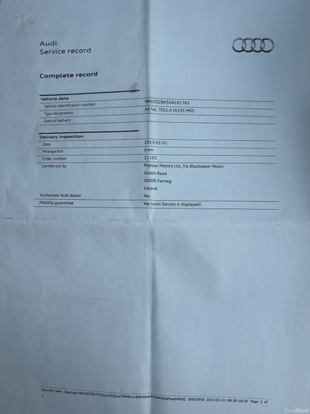 2013 Audi A4 2.0 TDI SE Nct 05/27 Tax 05/26 387904489