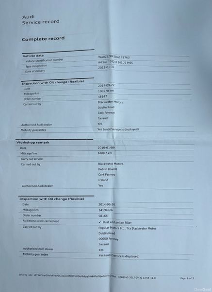 2013 Audi A4 2.0 TDI SE Nct 05/27 Tax 05/26 387904493